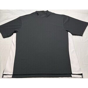 Footjoy Golf Shirt Mens Large Short Sleeve High Crew Neck Polyester Black White